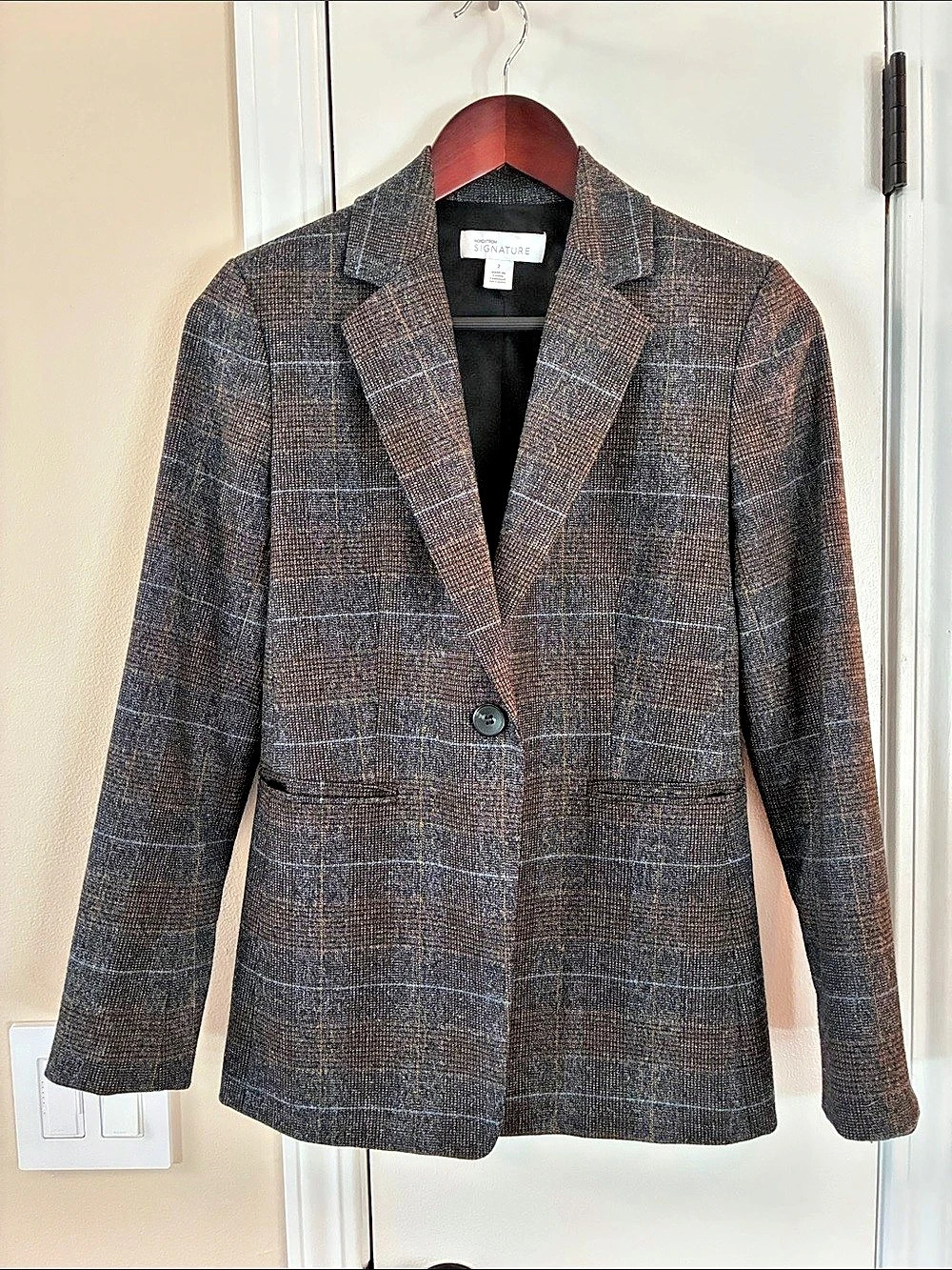 Nordstrom Signature Plaid Blazer Brown & Gray Size 2